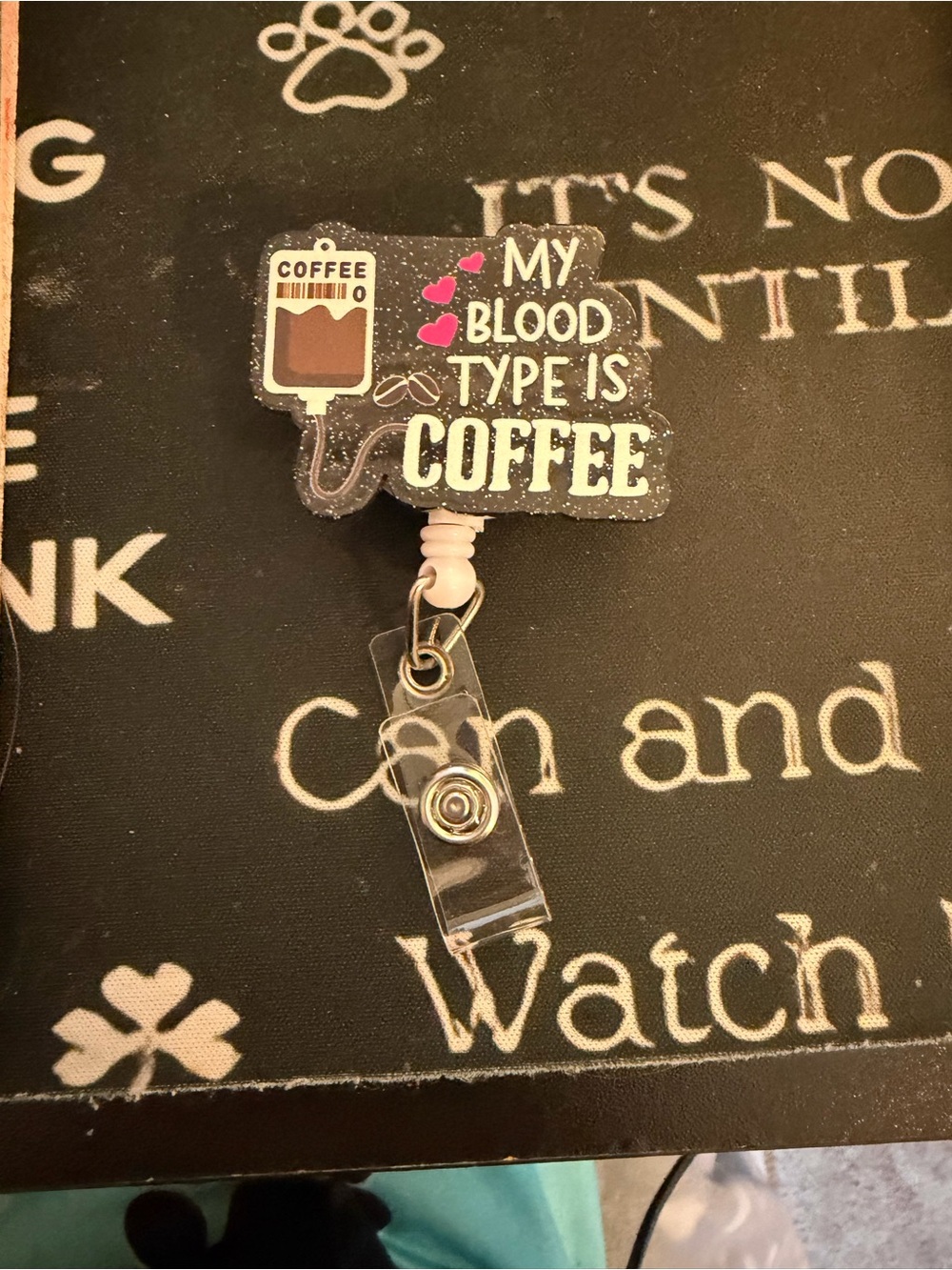 My Blood Type Is Coffee Pink Badge Reel - Unbranded